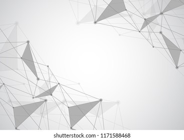 Abstract connecting dots and lines with geometric background. Modern technology connection science, Polygonal structure background. Vector illustration