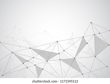 Abstract connecting dots and lines with geometric background. Modern technology connection science, Polygonal structure background. Vector illustration
