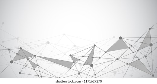 Abstract connecting dots and lines with geometric background. Modern technology connection science, Polygonal structure background. Vector illustration