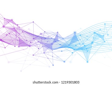 Abstract connecting dots and lines with geometric background. Modern technology connection science, Polygonal structure background. Vector illustration