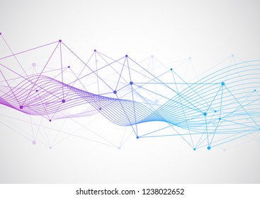 Abstract connecting dots and lines with geometric background. Modern technology connection science, Polygonal structure background. Vector illustration