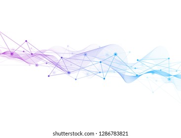 Abstract connecting dots and lines with geometric background. Modern technology connection science, Polygonal structure background. Vector illustration