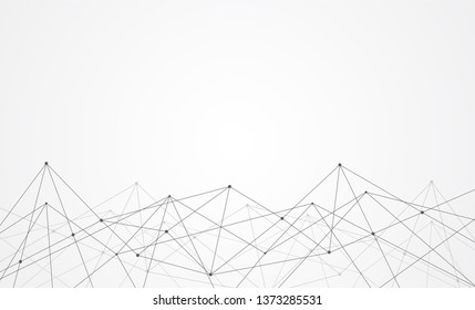 Abstract connecting dots and lines with geometric background. Modern technology connection science, Polygonal structure background. Vector illustration