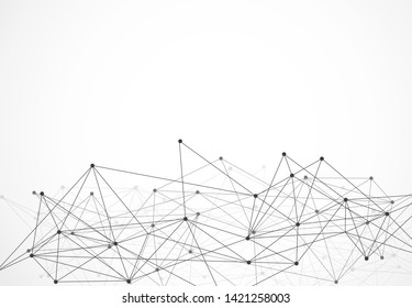 Abstract connecting dots and lines with geometric background. Modern technology connection science, Polygonal structure background. Vector illustration