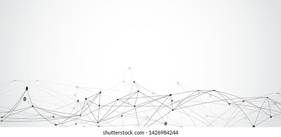 Abstract connecting dots and lines with geometric background. Modern technology connection science, Polygonal structure background. Vector illustration