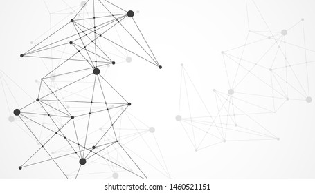 Abstract connecting dots and lines with geometric background. Modern technology connection science, Polygonal structure background. Vector illustration