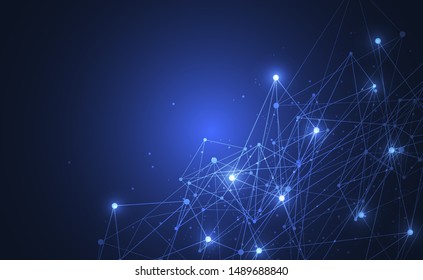 Abstract connecting dots and lines with geometric background. Modern technology connection science, Polygonal structure background. Vector illustration