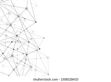 Abstract connecting dots and lines with geometric background. Modern technology connection science, Polygonal structure background. Vector illustration