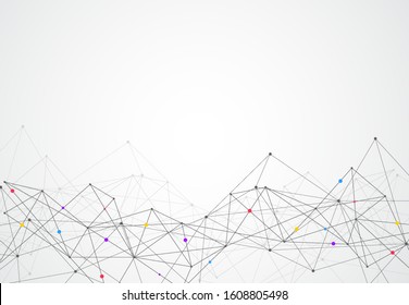 Abstract connecting dots and lines with geometric background. Modern technology connection science, Polygonal structure background. Vector illustration