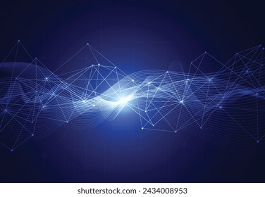 Abstract connecting dots and lines with geometric background. Modern technology connection science, Polygonal structure background. Vector illustration