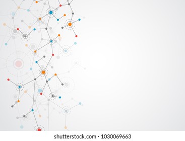 Abstract connecting dots and lines molecule background. Connection science compounds, medical, technology or scientific concept background. Vector illustration