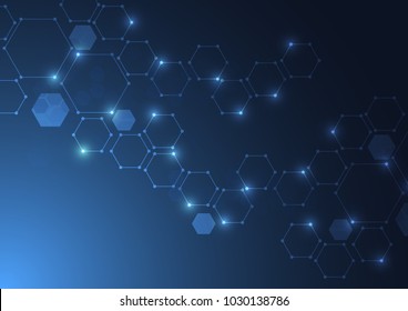 Abstract connecting dots and lines molecule background. Connection science compounds, medical, technology or scientific concept background. Vector illustration