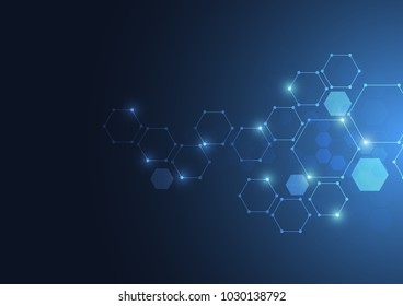 Abstract connecting dots and lines molecule background. Connection science compounds, medical, technology or scientific concept background. Vector illustration