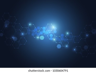 Abstract connecting dots and lines molecule background. Connection science compounds, medical, technology or scientific concept background. Vector illustration