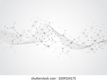 Abstract connecting dots and lines molecule background. Connection science compounds, medical, technology or scientific concept background. Vector illustration