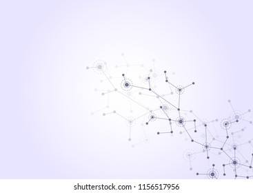 Abstract connecting dots and lines molecule background. Connection science compounds, medical, technology or scientific concept background. Vector illustration