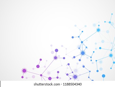 Fondo de molécula de líneas y puntos de conexión abstractos. Compuestos científicos de conexión, antecedentes médicos, tecnológicos o científicos. Ilustración del vector