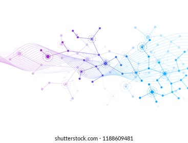 Abstract connecting dots and lines molecule background. Connection science compounds, medical, technology or scientific concept background. Vector illustration