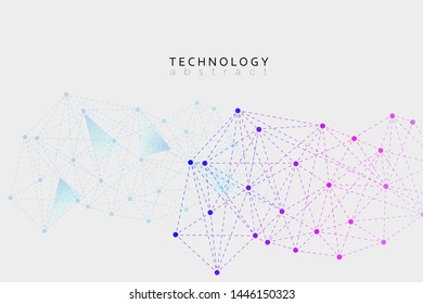 Abstract connecting dots and lines on gray background. Polygonal structure geometric tech. Pattern technology connection, algorithm science. Vector illustration