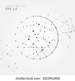Puntos y líneas de conexión abstractos, Fondo poligonal, diseño tecnológico, ilustrador vectorial