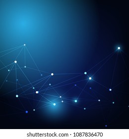 Puntos y líneas de conexión abstractos, Fondo poligonal, diseño tecnológico, ilustrador vectorial