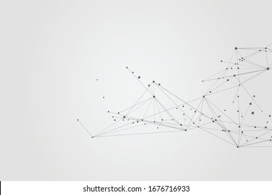 Puntos y líneas de conexión abstractos, Fondo poligonal, diseño tecnológico, ilustrador vectorial