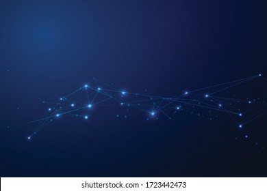 Abstrakte Verbindungspunkte, polygonaler Hintergrund, technologische Verbindung, digitale Daten und Big-Data-Konzept, Vektorgrafik