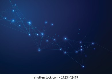 Abstract connecting dots, Polygonal background, technology connection digital data and big data concept, vector illustrator