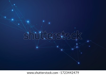 Abstract connecting dots, Polygonal background, technology connection digital data and big data concept, vector illustrator