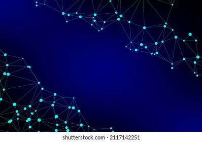 Abstract connecting line with bluedot  in navyblue background , Use for Network Technology Company Tech advertisement and Presentaion vector EPS.