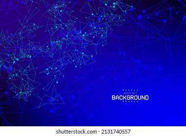 abstract connecting line dot with geometry shape on gradient navy blue background for futuristic template presentation brochure adertisement background vector eps.