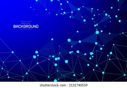 abstract connecting line dot with geometry shape on gradient navy blue background for futuristic template presentation brochure adertisement background vector eps.