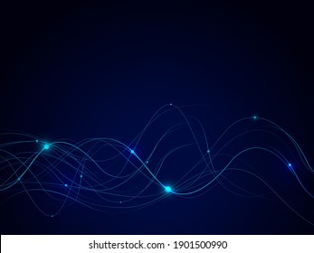 Abstract connecting lines and dots on dark background. Technology connection futuristic concept. Vector illustration