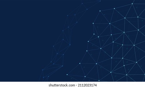 Abstract connecting lines and dots on dark blue background. Technology network futuristic connection. technology lines big data flow, plexus technology futuristic network background of vector.