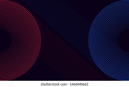 Abstract connecting lines red and blue with geometric background. Modern technology connection science, structure. Vector illustration