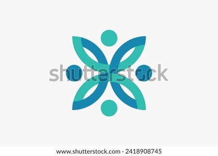 Abstract Connecting People Logo. Circle line  Flat Vector Logo Design Template Element Related with Person, Teamwork, connection, network, human, together, team, unity, relationship, family, community