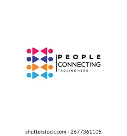 Abstract Connecting People Logo Vector  Design Template