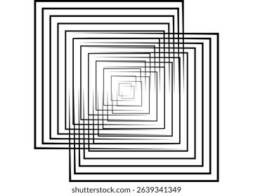 Abstract connecting squares, made of thin black lines on a white background. Modern design element. Vector background for covers, advertising, posters.