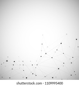 Abstract connection background with lines and dots vector. Geometric network connection and polygonal background