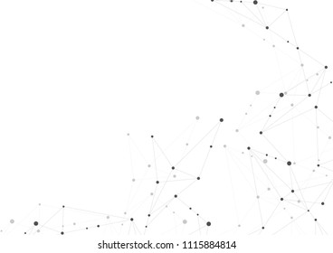 Abstract connection background with lines and dots vector. Geometric network connection and polygonal background