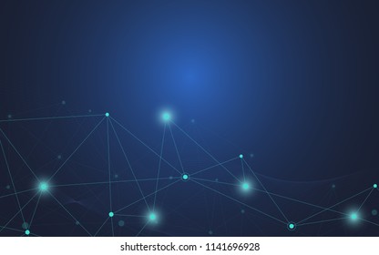 Abstract connection background with lines and dots vector. Geometric network connection and polygonal background