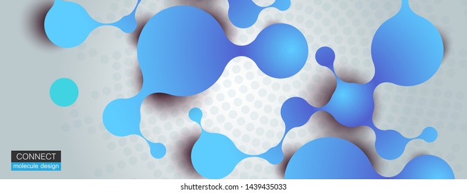 Abstract connection chain with molecule on banner background
