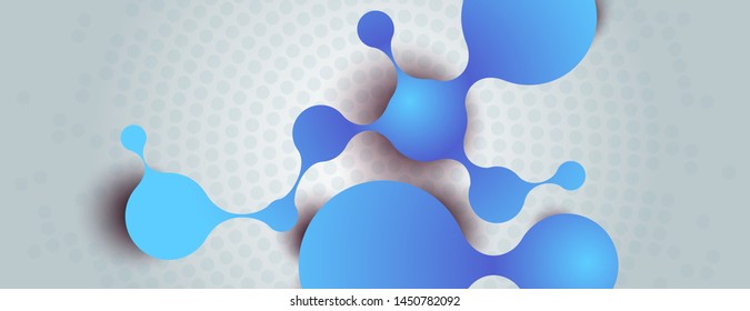 Abstract connection chain with molecule on banner background