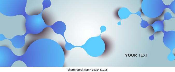 Abstract connection chain with molecule on banner background