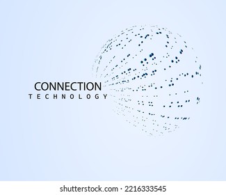 Abstract connection, circle, network or internet online, dots particle on white background.