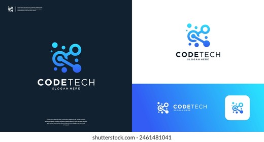 Abstract connection coding programing logo design.