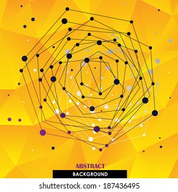 Abstract connection concept on polygonal orange background