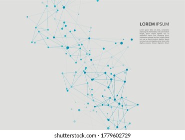 Abstract connection dots lines. Communication science technology background. Vector illustration
