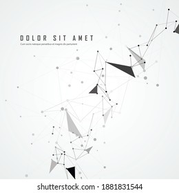 Abstract connection of dots lines. Communication science technology background. Vector illustration