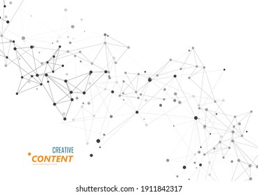 Abstract connection dots lines. Communication science technology background. Vector illustration